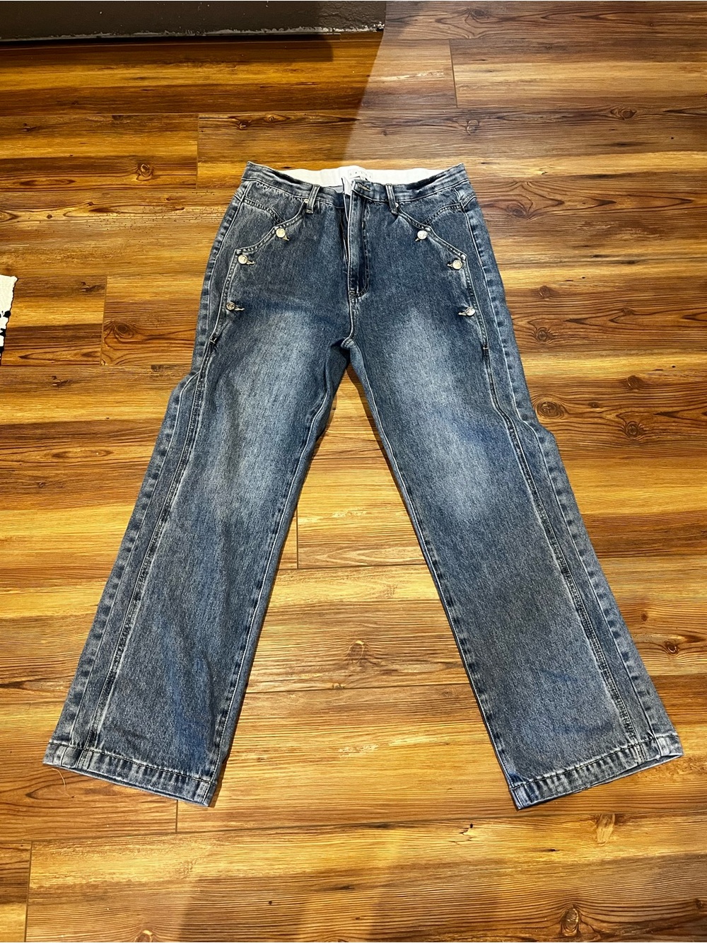 Saige Relaxed Straight Fit Blue Denim Jeans